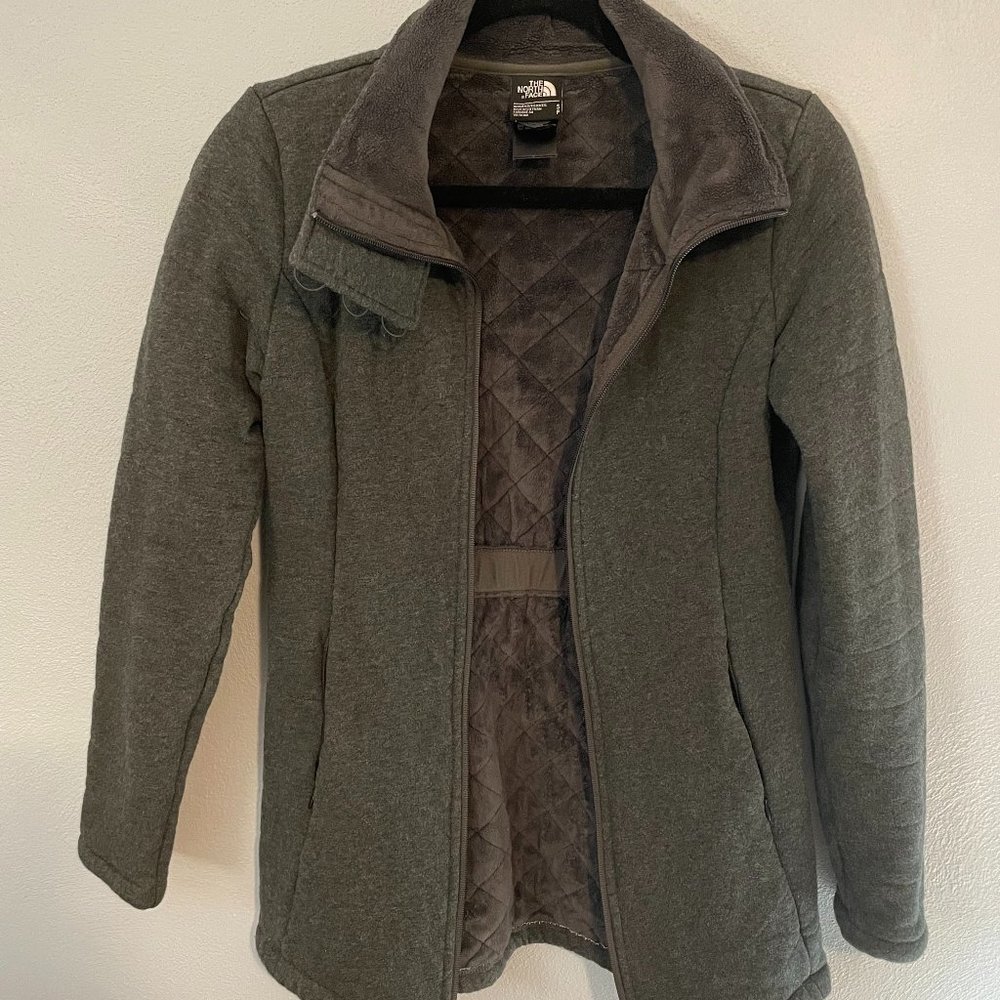 The North Face Gray Quilted Fleece Lined Jacket (size Small) - LIKE NEW